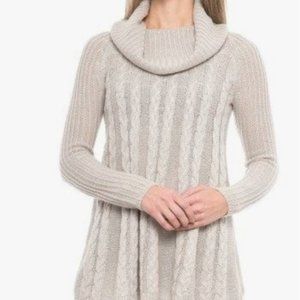 Cupio | Women’s Biege Cowl Neck Cable Knit Thick Winter Acrylic Sweater Size XL